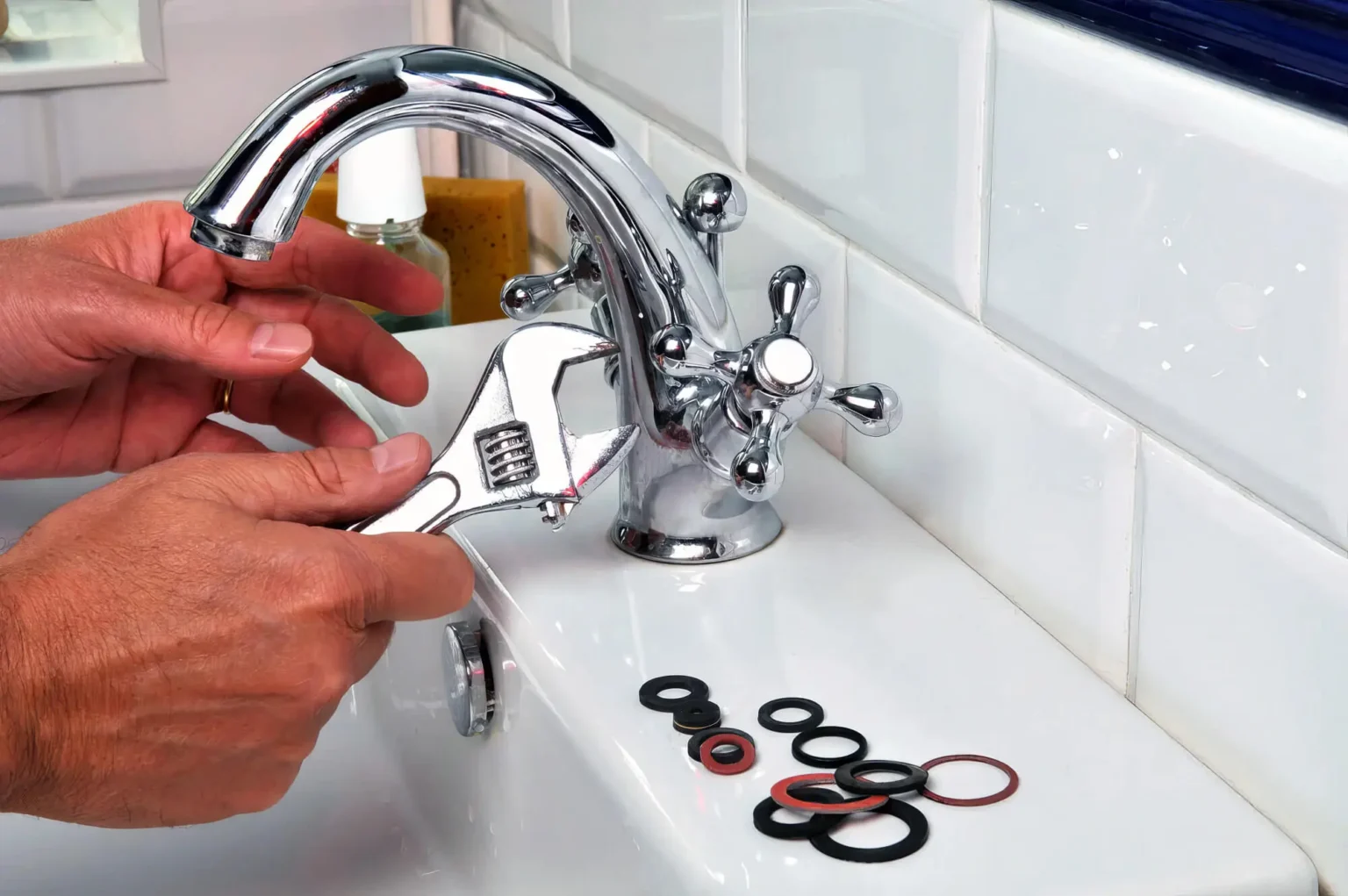 Plumber maintaining a bathroom faucet in Vacaville